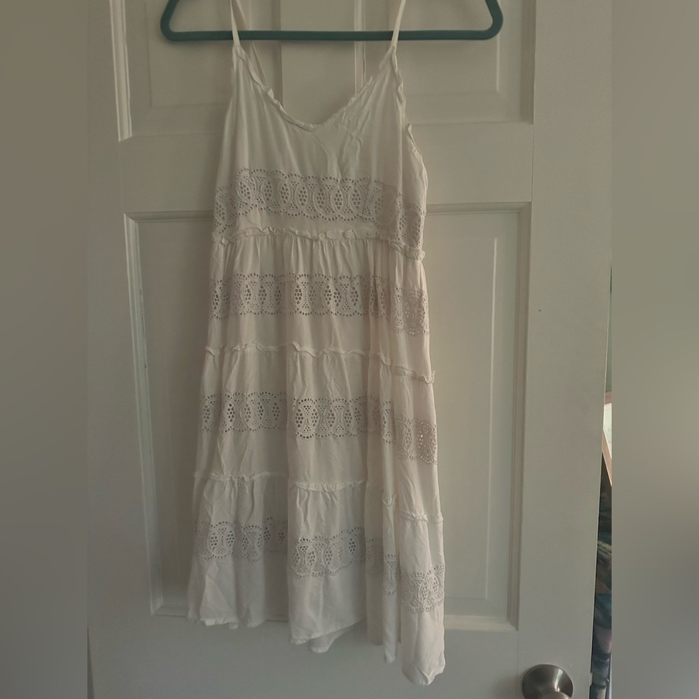 Jessica Simpson White Tiered Mini Sundress